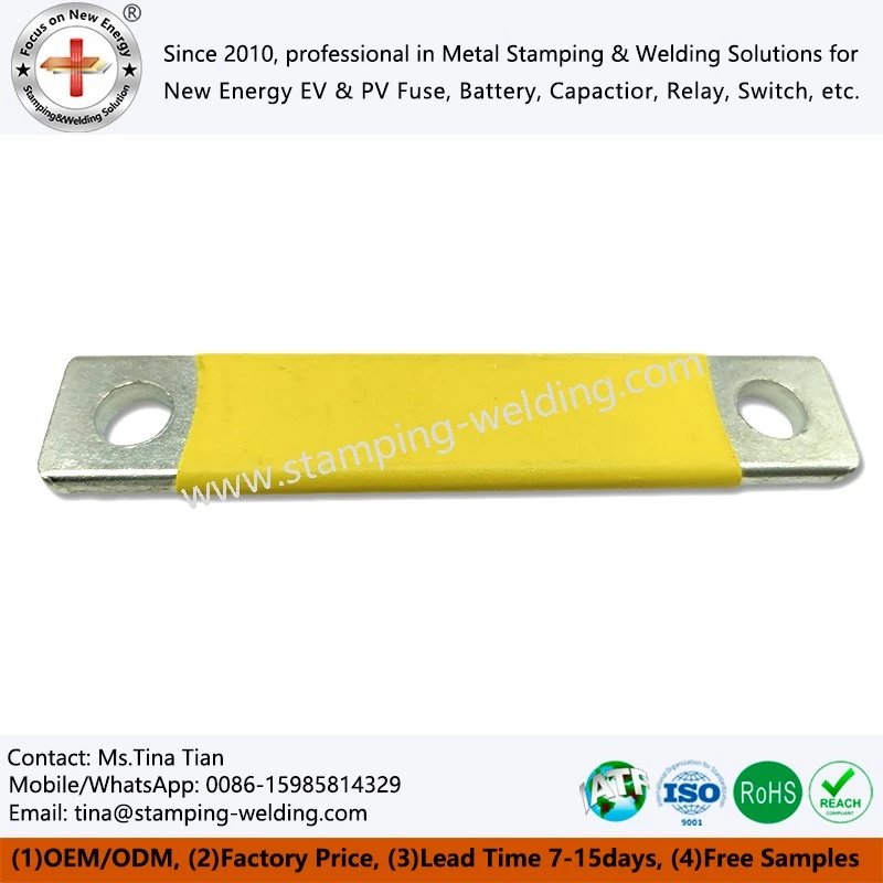 Copper Busbar with Orange Heat Shrink Tube